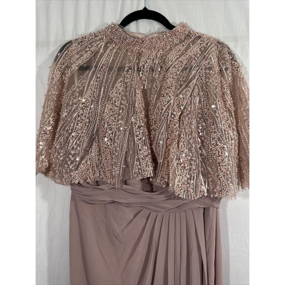 NEW $598 Mac Duggal [ 12 ] Sleeveless Gown with Embellished Cape 20467 Rose J141 - Picture 11 of 16